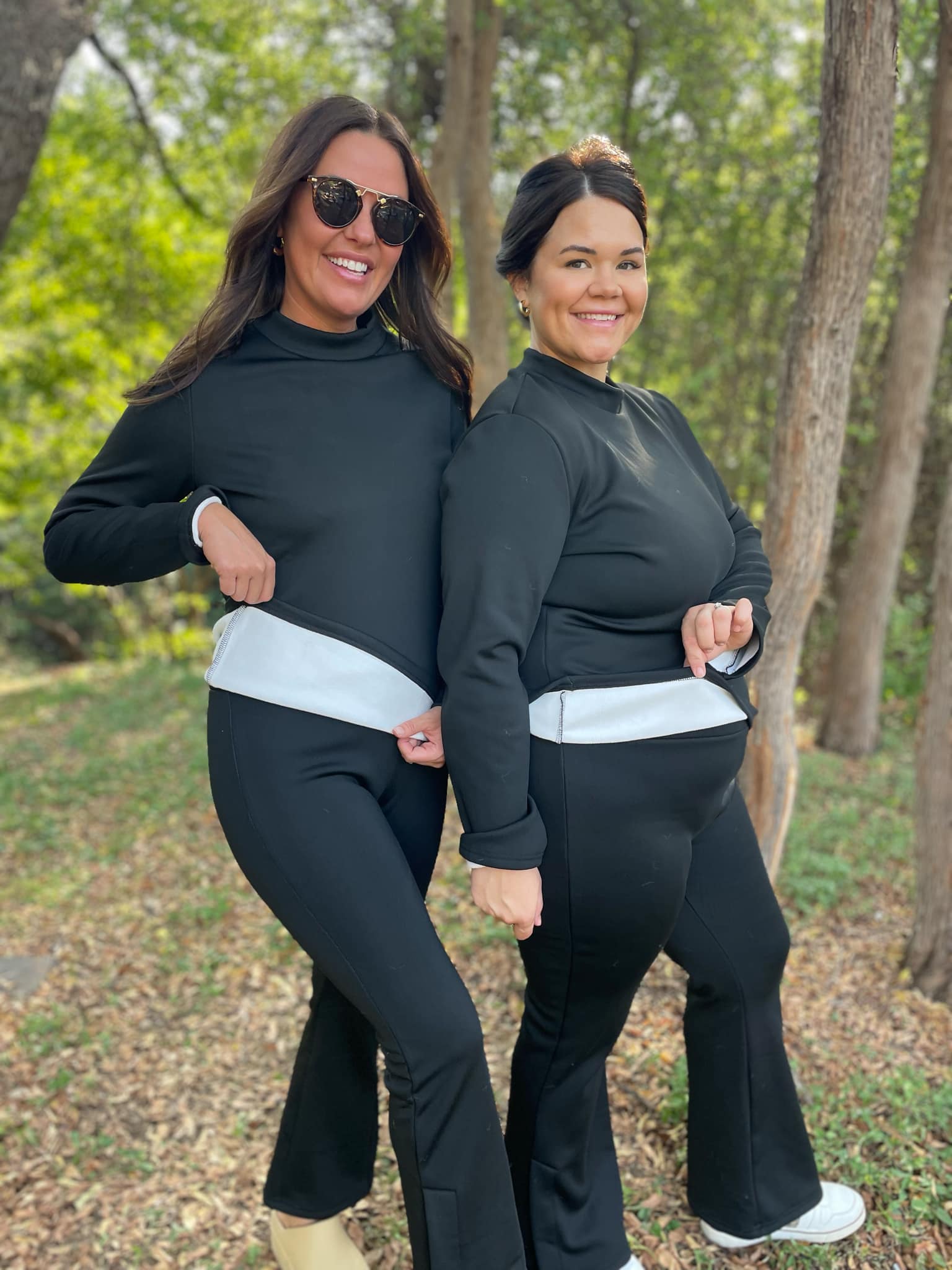 PREORDER: Soft Fleece Lined Black Top for Women - Cozy Winter Layering & Casual Outfits
