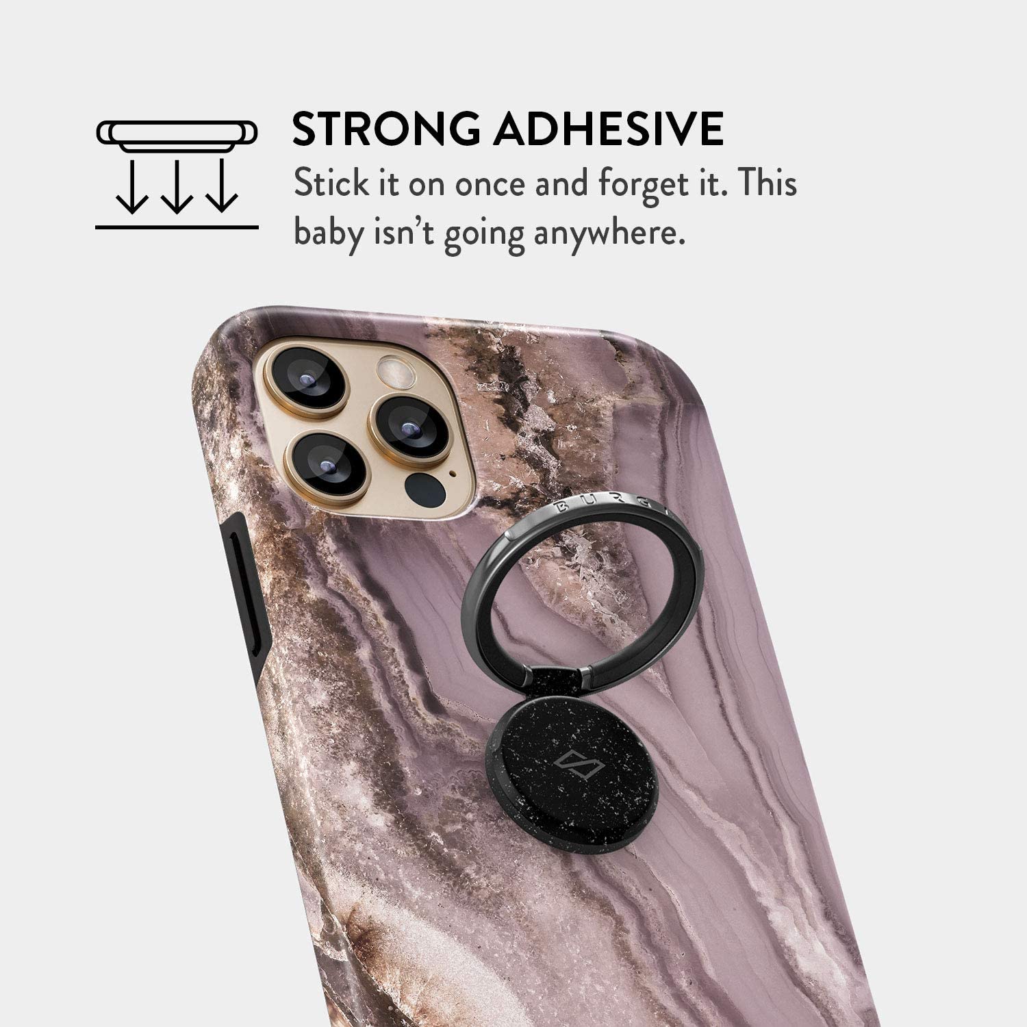 BURGA iPhone 13 PRO Case with Metal Ring Stand Holder - 360° Rotation, Shockproof, Heavy Duty, Fashionable Almond Latte Design for Girls - Perfect for Work, Travel, and Everyday Use