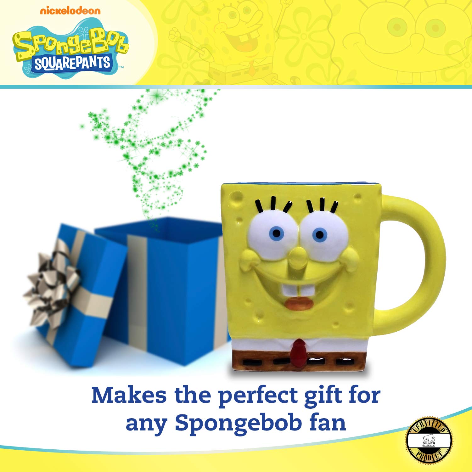 SpongeBob SquarePants 3D Ceramic Coffee Mug - 20oz Funny Cartoon Character Cup for Hot & Cold Drinks - Perfect for Home, Office, Gifts & Collectibles