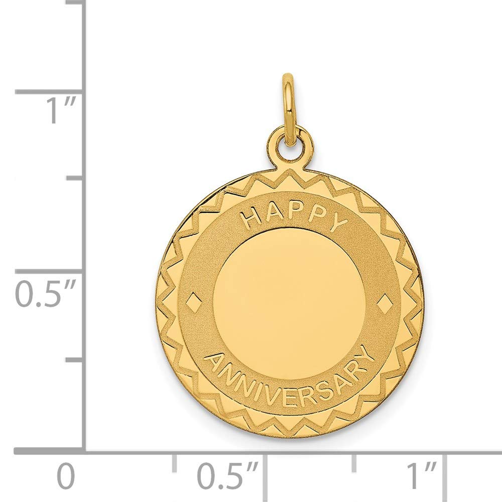 The Black Bow 14k Yellow Gold Happy Anniversary Disc Charm or Pendant, 19mm - Perfect for Anniversary Gifts & Jewelry Collections