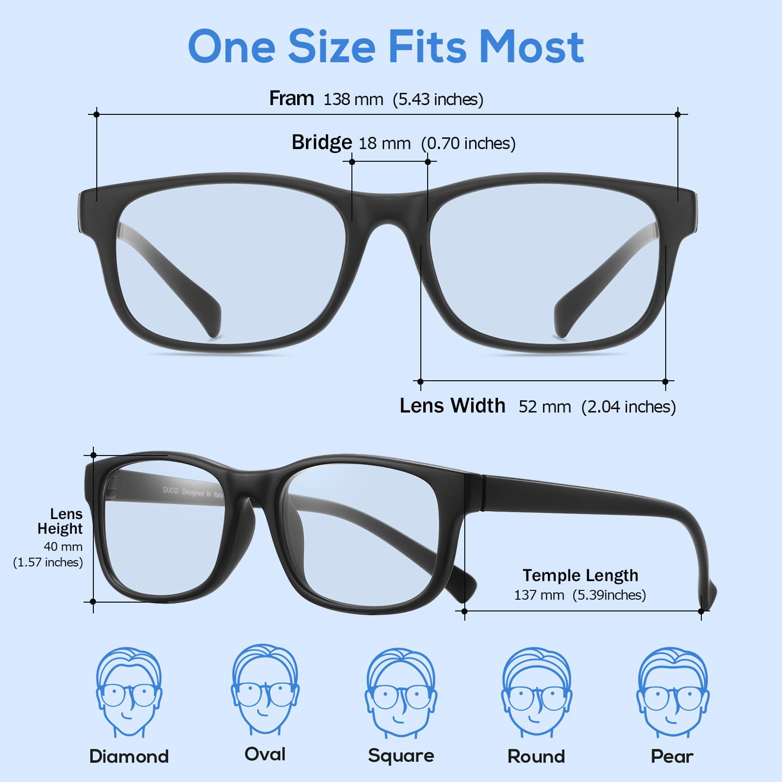 DUCO Blue Light Blocking Glasses for Computer & Gaming - Anti Eye Strain Glasses with Amber Lens 8016 - Perfect for Office Work, Online Classes & Nighttime Screen Use