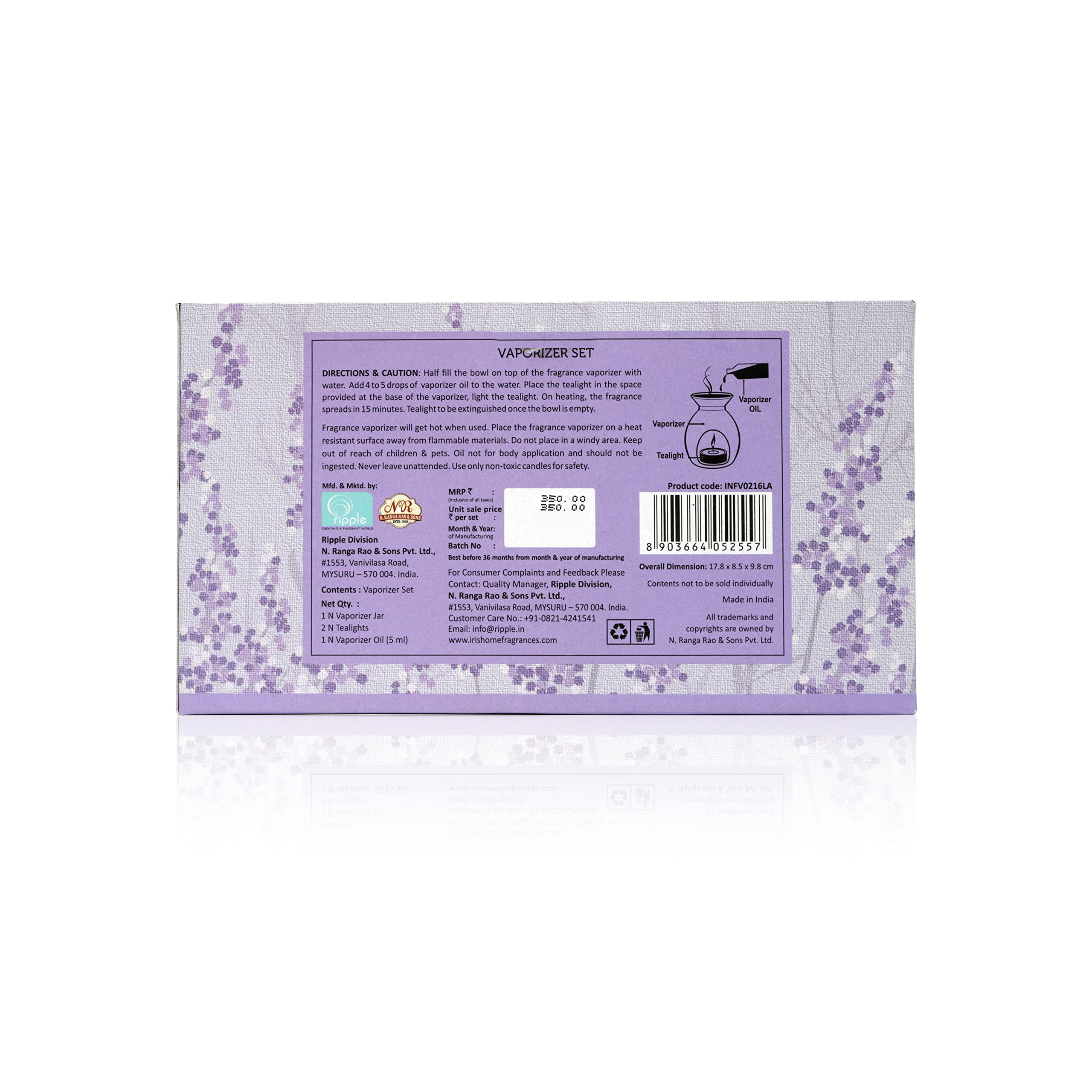 Premium IRIS Ceramic Vaporizer with 5ml Lavender Essential Oil & 2 Tea Lights - Elegant Home Fragrance Diffuser for Aromatherapy, Relaxation & Spa-Like Ambience - Perfect for Bedrooms, Living Rooms & Office Spaces