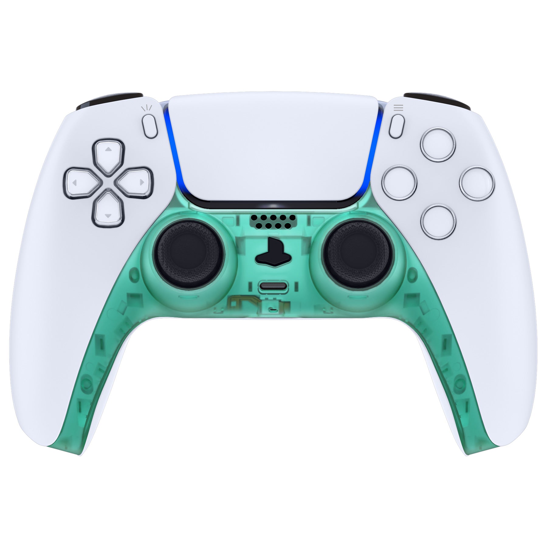 eXtremeRate PS5 Controller Shell Replacement - Emerald Green Custom Cover for BDM-010/020/030/040/050 with Accent Rings | Gaming Accessories for Enhanced Style & Personalization