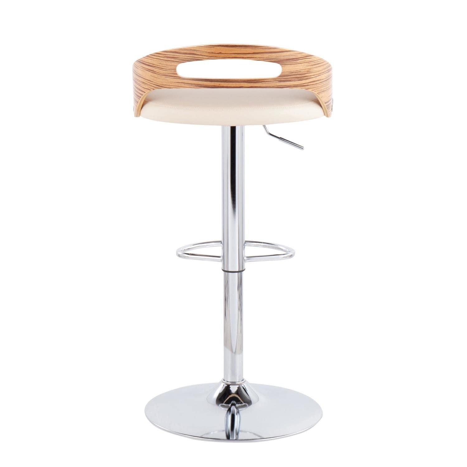 LumiSource Cassis Adjustable Swivel Bar Stool with Chrome Finish - Modern Bar Chair for Kitchen Island, Home Bar, or Dining Counter - Height Adjustable & Comfortable Seating