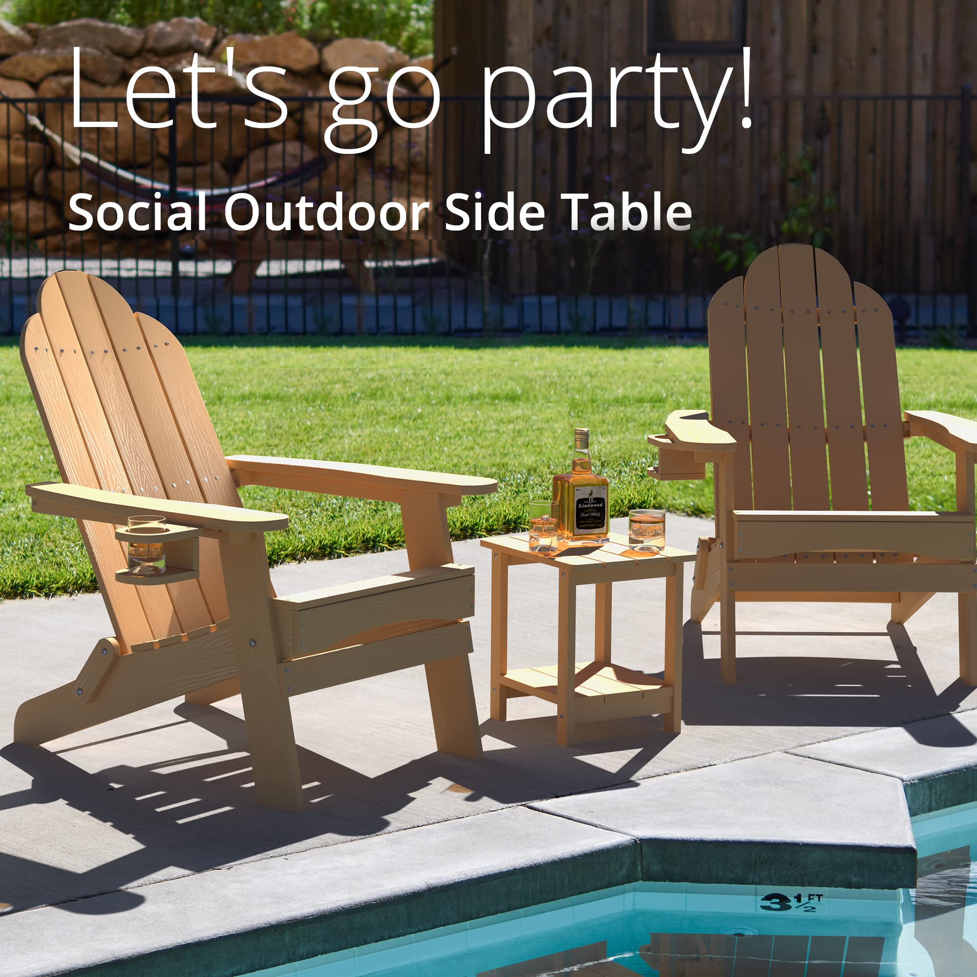 LUE BONA 2-Tier Brown HDPS Adirondack Outdoor Side Table - Weather Resistant Patio End Table for Garden, Pool, Porch & Deck - Perfect for Outdoor Relaxation & Entertaining