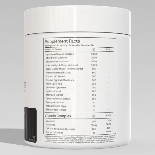 Apex Formulas Joint Support Supplement - 360g Powder for Joint Pain Relief & Mobility - Supports Healthy Joints & Cartilage - Ideal for Athletes & Active Adults