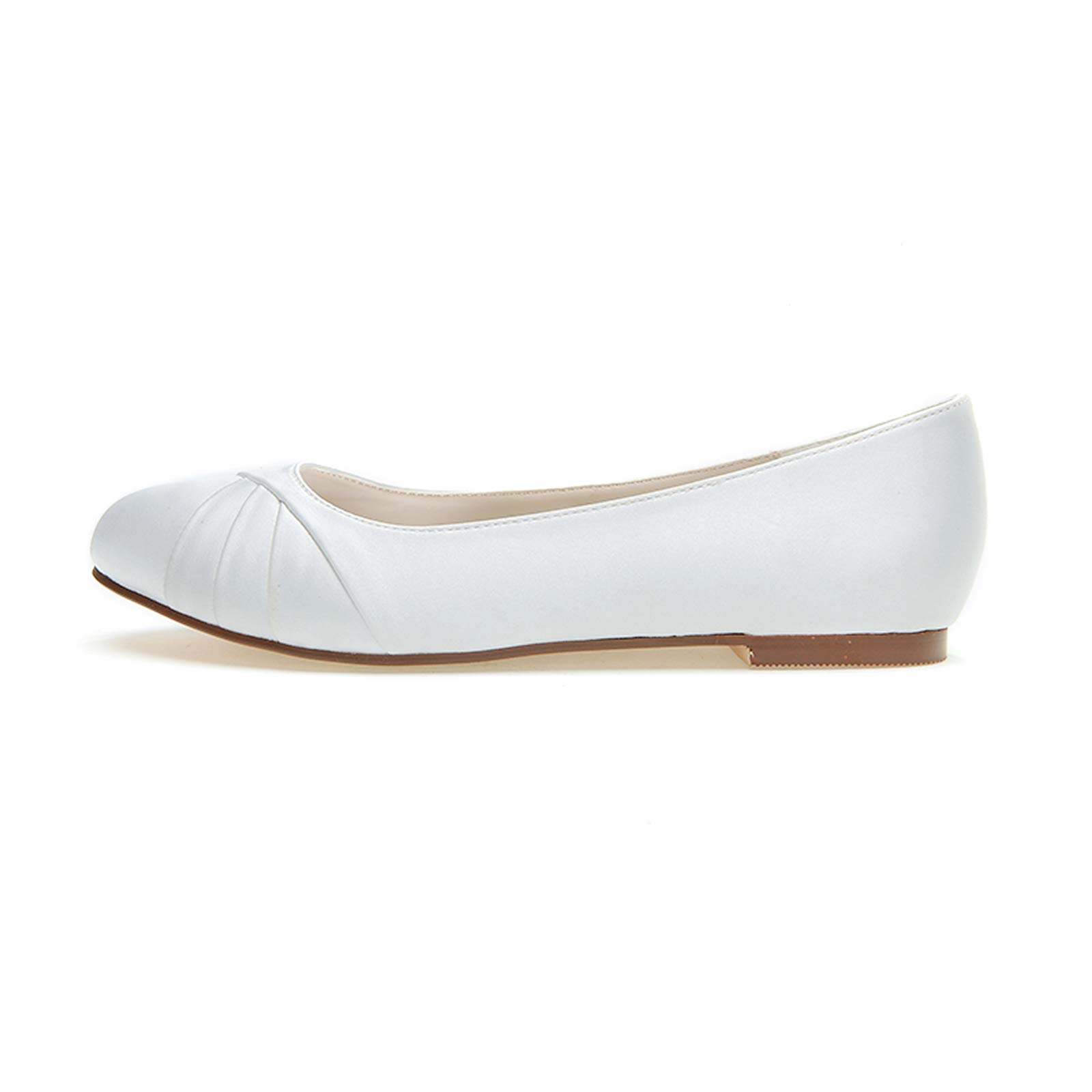 COMFASH Women's Ballet Flats - Satin Round Toe Wedding & Evening Party Shoes | Comfortable Slip-On Pumps for Brides, Bridesmaids & Formal Events - Black, Size 12