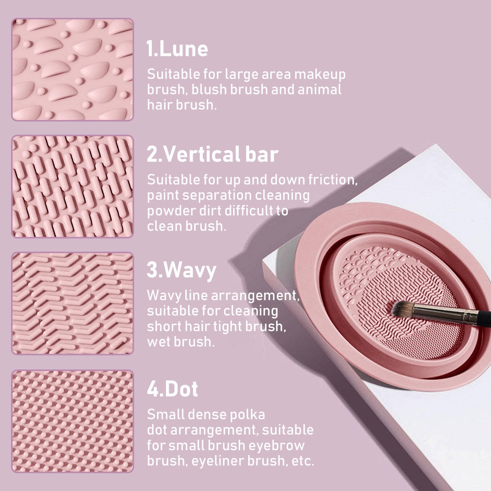 Foldable Silicone Makeup Brush Cleaning Mat with Hanging Drying Net - Portable Makeup Brush Cleaner Bowl & Washing Tool Set - Mesh Drying Rack Basket for Professional & Home Use (Pink) - Perfect for Travel, Salon, and Daily Makeup Brush Care