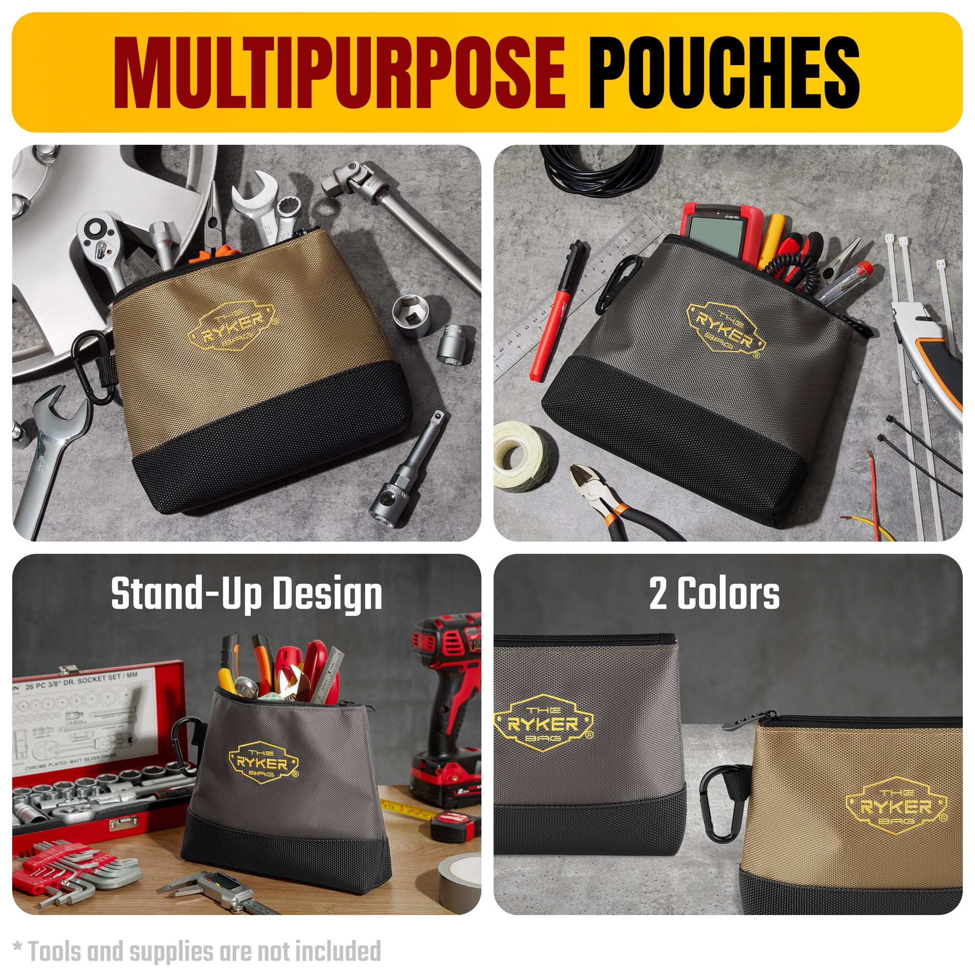 Durable Canvas Zipper Tool Pouch - The Ryker Bag for Organizing Tools & Accessories | Perfect for DIY, Camping, and Outdoor Adventures