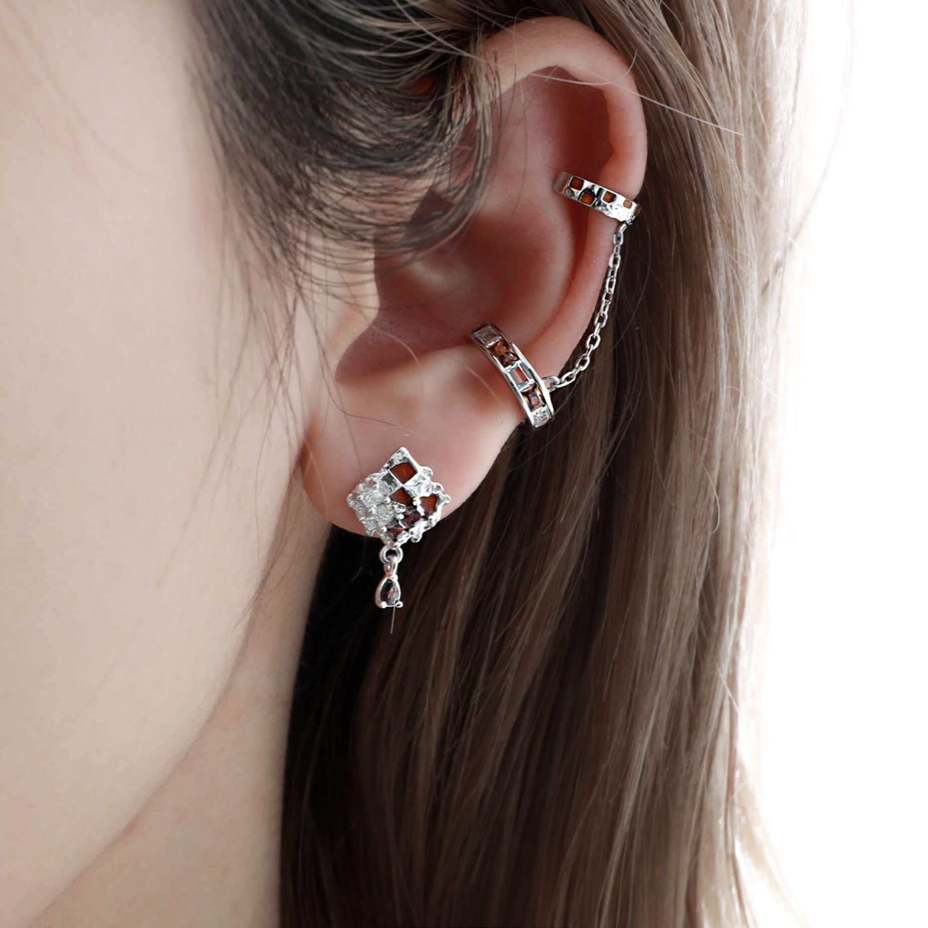 Autumn S925 Sterling Silver Chain Ear Clips - Elegant Hypoallergenic Dangle Earrings for Women | Perfect for Fall Outfits, Parties & Gift Giving