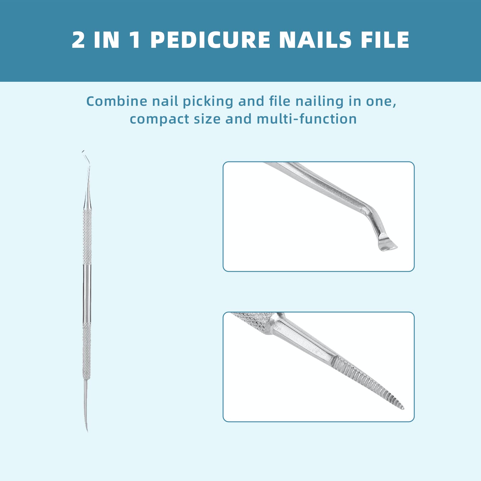 Stainless Steel Long Handle Toenail Scissors & Clippers Set with Nail File - Professional Pedicure Tool for Thick Toenails, Elderly & Diabetic Foot Care - Perfect for Home Use, Salon & Travel Grooming Kit