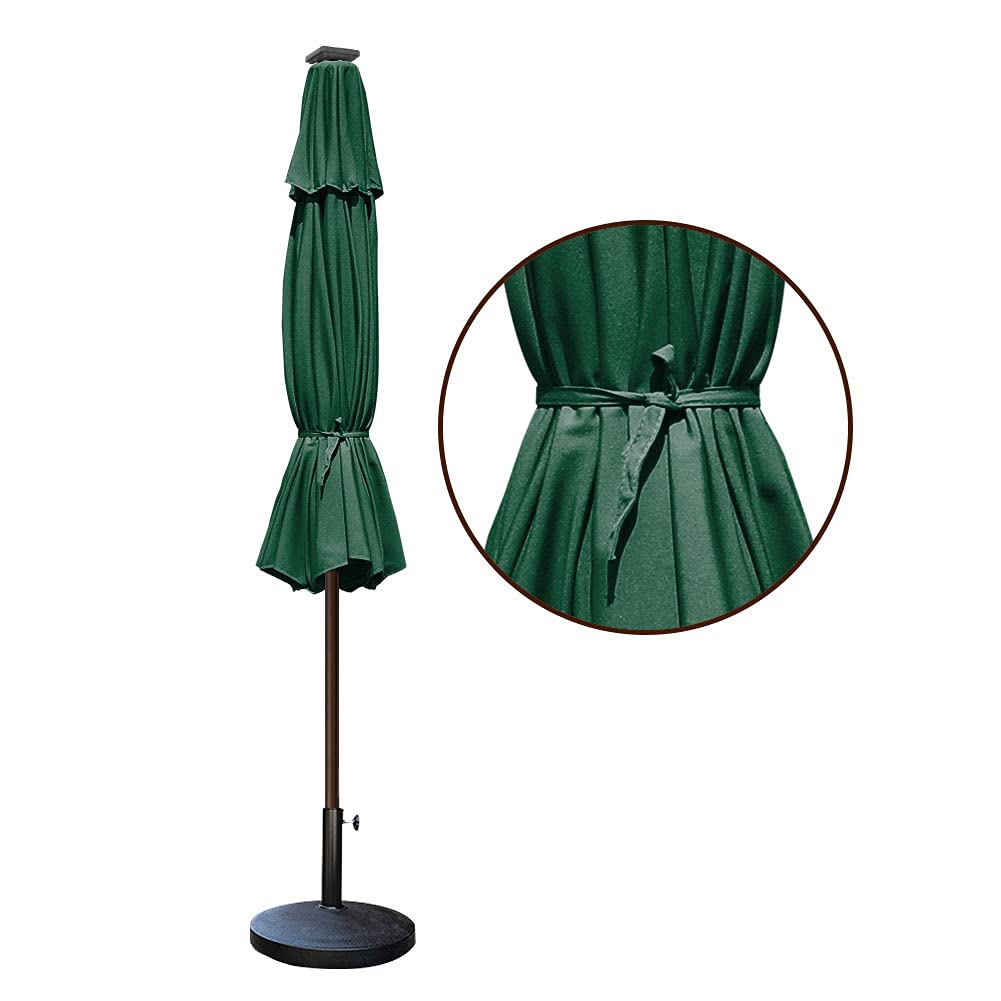 EliteShade 9ft Solar LED Market Umbrella - 10-Year Fade-Resistant, Ventilated Patio Umbrella with 80 Lights - Perfect for Outdoor Dining, Poolside Lounging, and Backyard Gatherings (Forest Green)