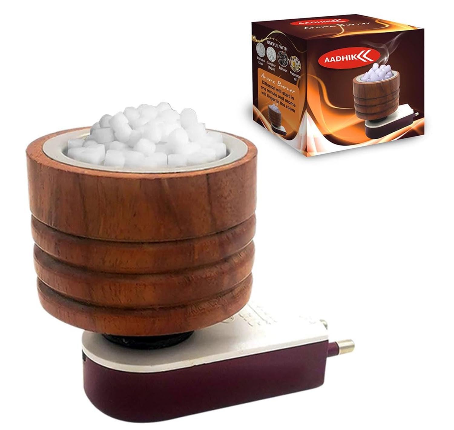 Premium Wooden Camphor Diffuser for Home - Bakhoor Burner & Aromatherapy Essential Oil Warmer (Cylindrical, Brown) - Perfect for Meditation, Yoga & Relaxation Spaces
