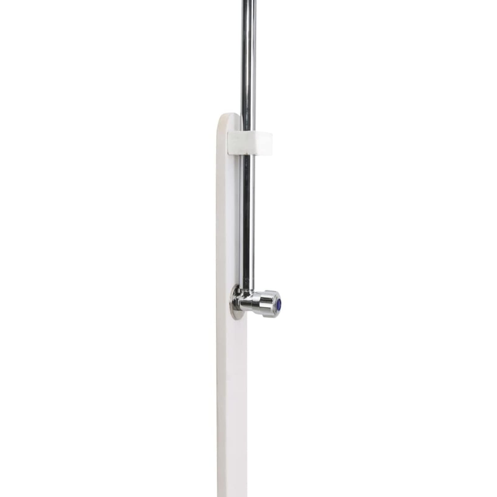 Gecheer Portable Outdoor Shower with Wooden Base - Freestanding Camping Shower for Beach, Poolside, Backyard, Patio & Farm Use - White Spa Set for Relaxing Outdoor Showers