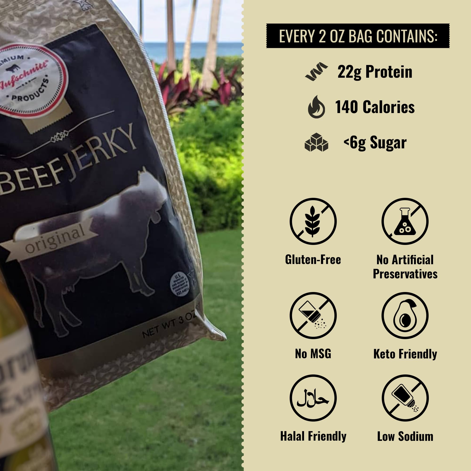 Grass Fed Beef Jerky - Low Sodium, Kosher Certified, Keto & Paleo Friendly, Halal Compliant - 24 Pack, Original Flavor - Perfect for Hiking, Camping & On-the-Go Snacking - Made in USA