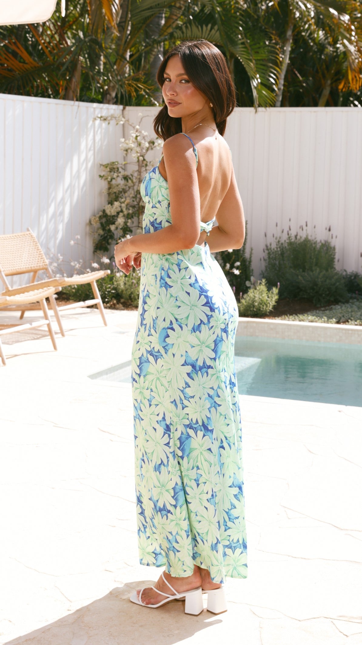 Margie Midi Dress for Women - Flowy Green & Blue Floral Print Summer Dress | Perfect for Beach Vacation, Date Night & Casual Outings