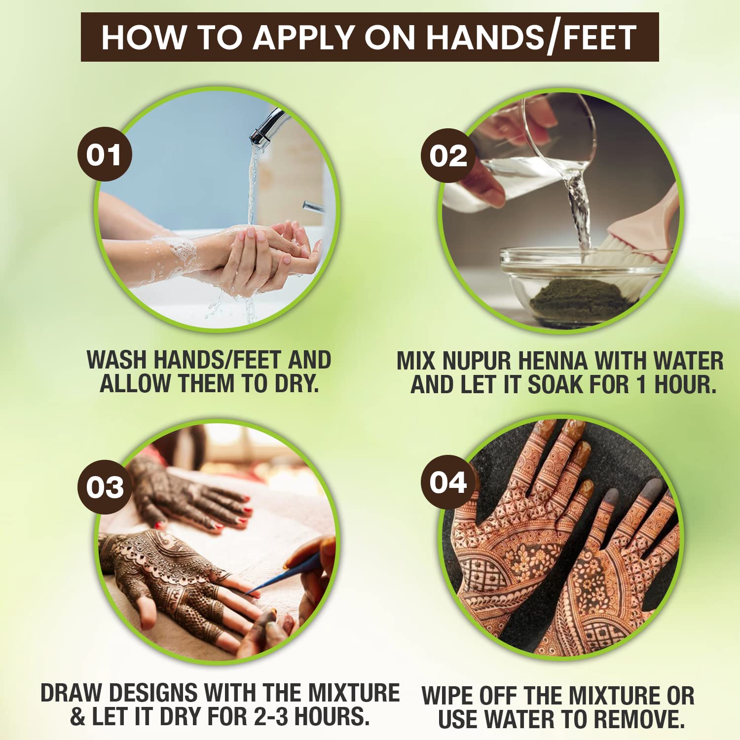 Godrej Nupur 100% Pure Natural Henna Powder for Hair Coloring & Body Art - Safe Mehandi for Hair, Hands, Feet Tattoos (500g) | DIY Hair Dye & Traditional Bridal Mehndi Designs
