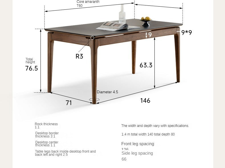 Premium Black Walnut Solid Wood Rock Plate Dining Table - Rustic Farmhouse Style for Dining Room, Kitchen, or Outdoor Entertaining