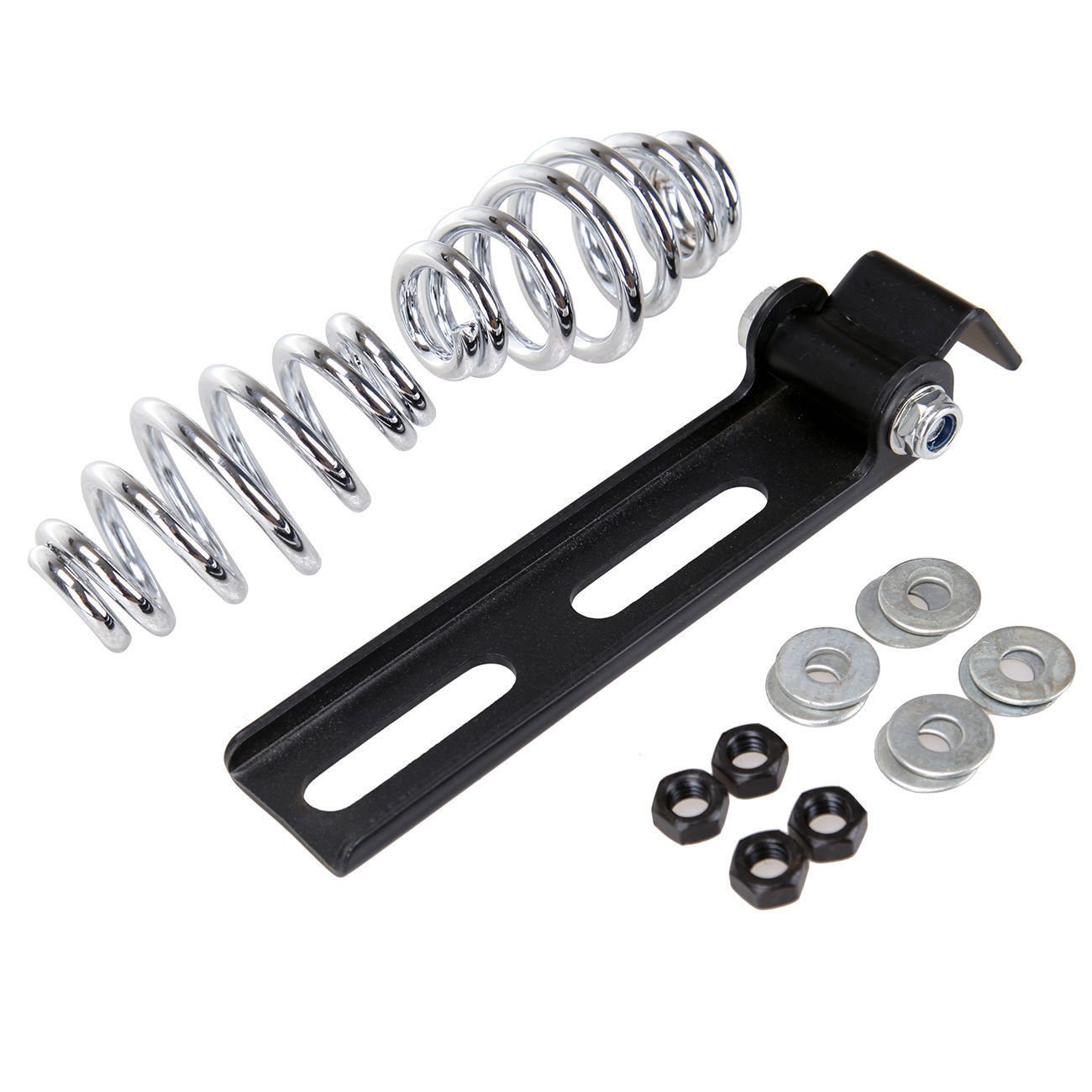Black Motorcycle Solo Seat with Silver Mounting Spring & Bracket for Honda Yamaha Kawasaki Suzuki - Perfect for Chopper Bobber Custom Bike Upgrades & Replacement Parts