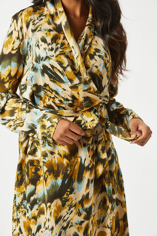 Brock Long Wrap Dress for Women - Flowy Green Maxi Dress with Belt, Elegant & Comfortable - Perfect for Summer, Beach, Office & Special Occasions