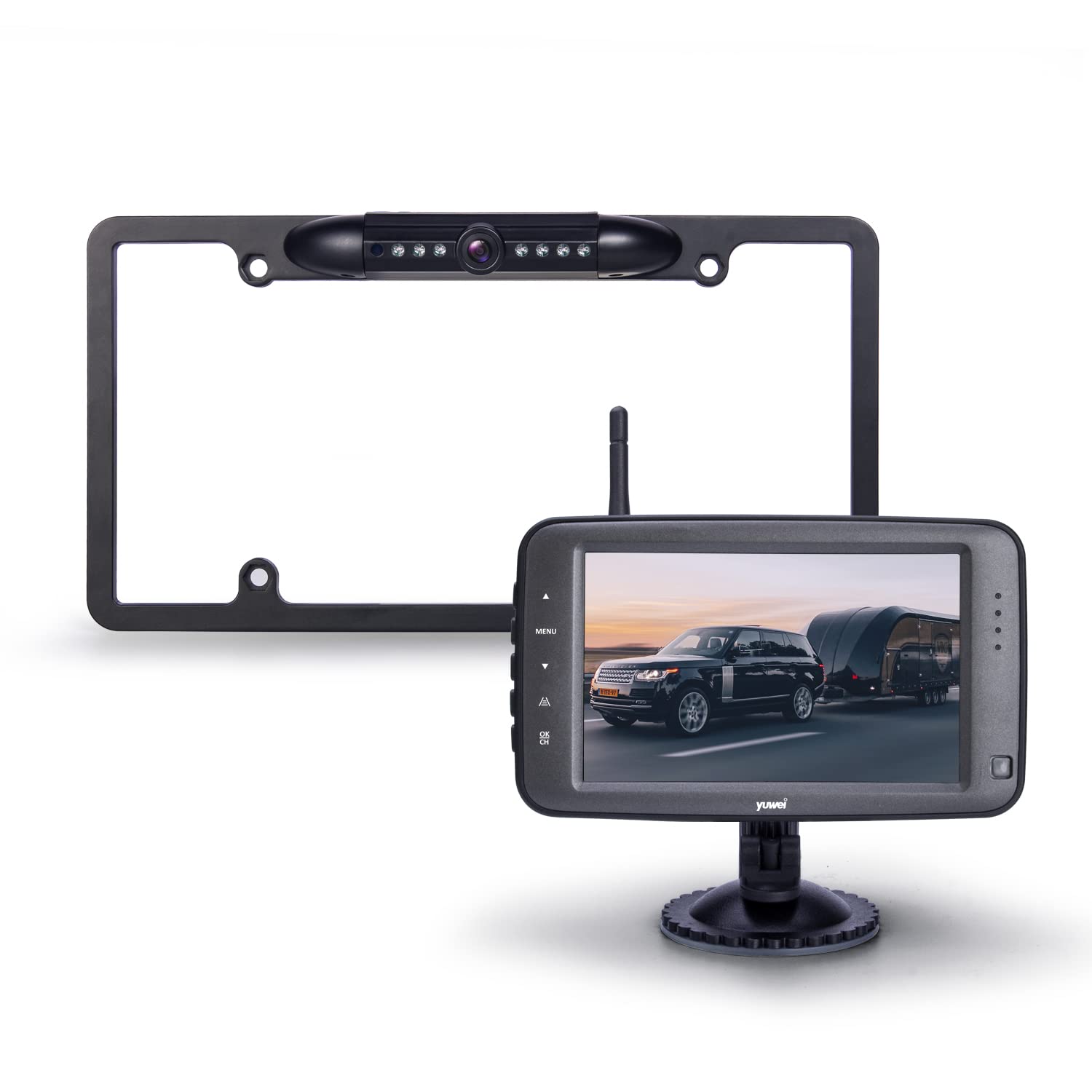 5 Inch Wireless Backup Camera with Split Screen - US License Plate Rear View Camera for Trailers, Minivans, Pickups | Supports Adding 2nd Camera for Enhanced Safety & Parking Assistance
