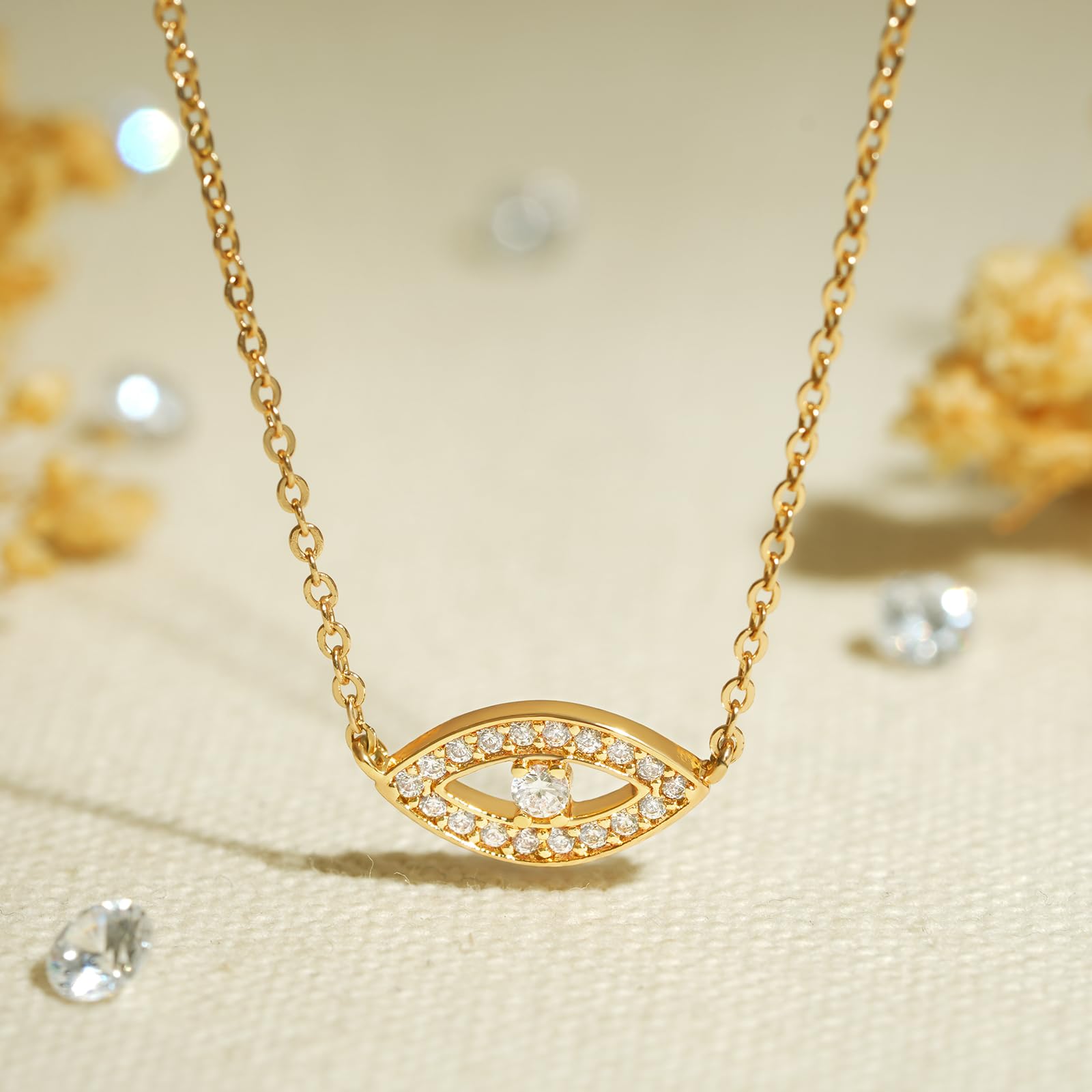 BENEIGE 14K Gold Plated Evil Eye Necklace for Women - Trendy Gold Pendant Jewelry Gift for Her, Perfect for Birthday, Anniversary & Everyday Wear
