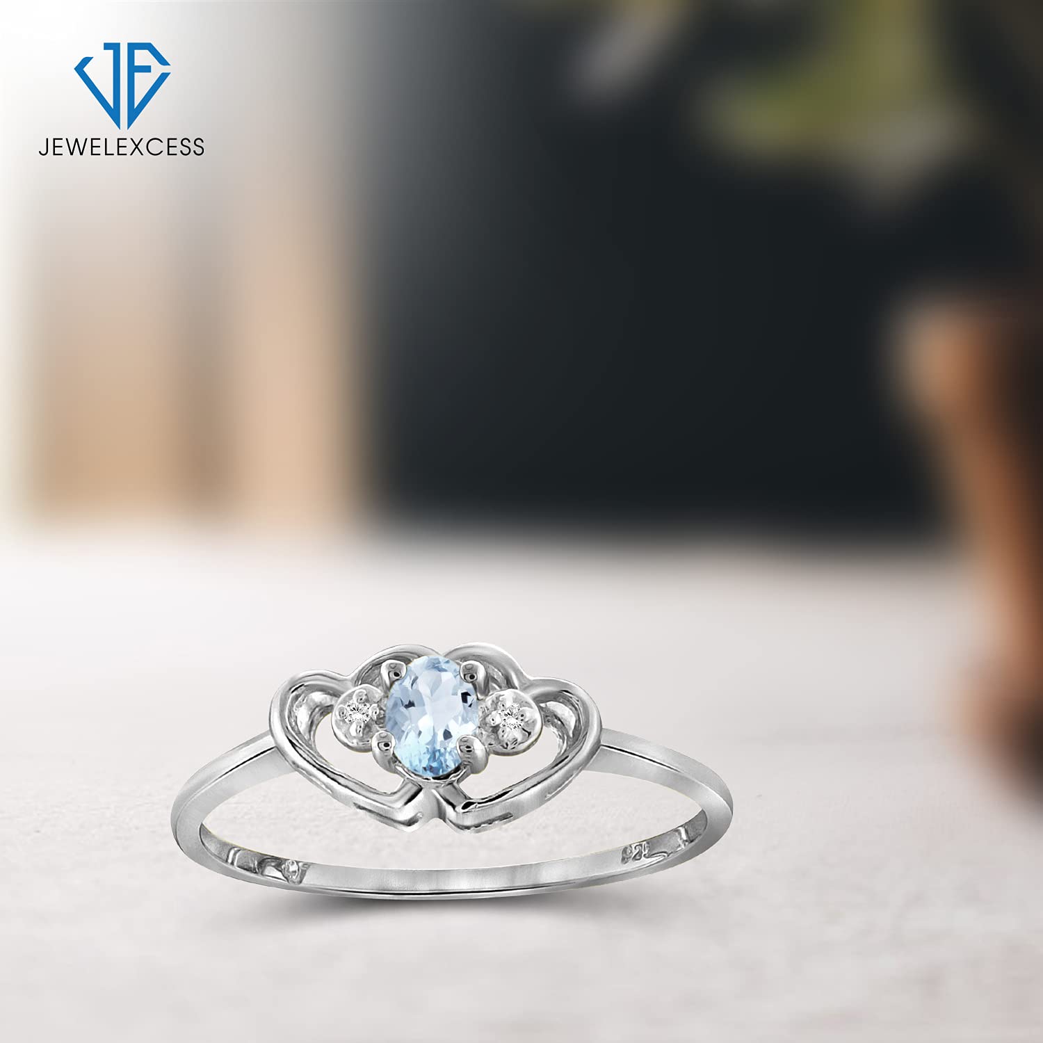 0.14 Carat Aquamarine March Birthstone Sterling Silver Ring for Women - Hypoallergenic Gemstone Jewelry - Perfect for Birthdays, Anniversaries & Everyday Elegance