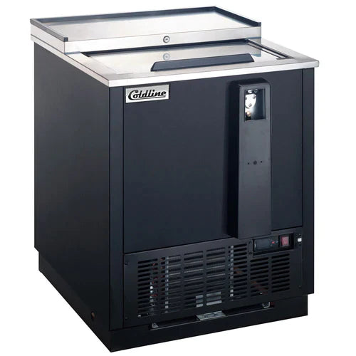 Coldline BBC 25 25 Horizontal Reach-In Black Bottle Cooler - 5 Cu. Ft. Commercial Refrigerator for Bars, Restaurants & Convenience Stores