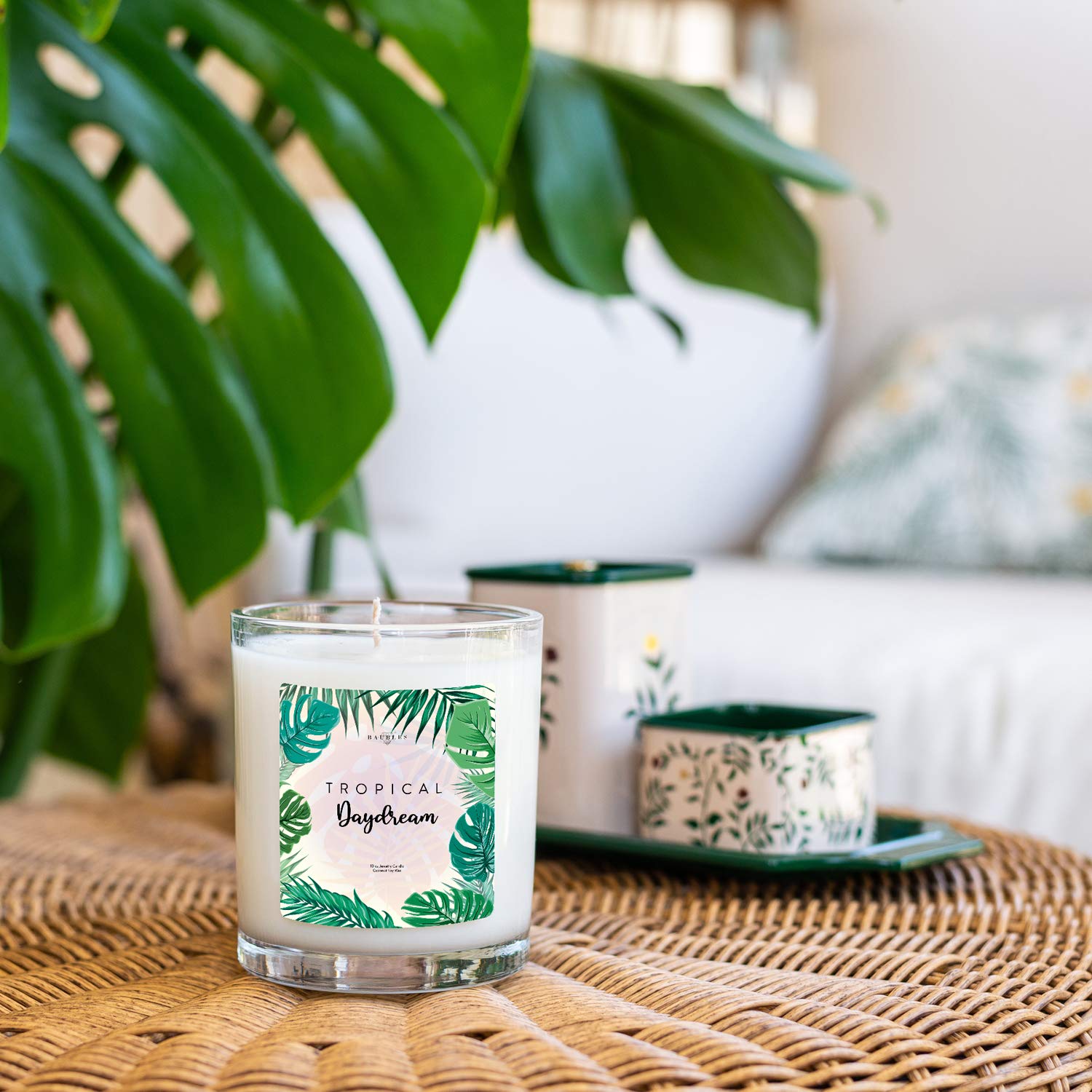 Baubles Tropical Daydream Scented Premium Candle with Surprise Jewelry Inside | 10 oz Large Soy Wax Candle | Made in USA | Parrafin-Free | Includes Bonus Earrings | Perfect for Home Decor, Gifts & Relaxation