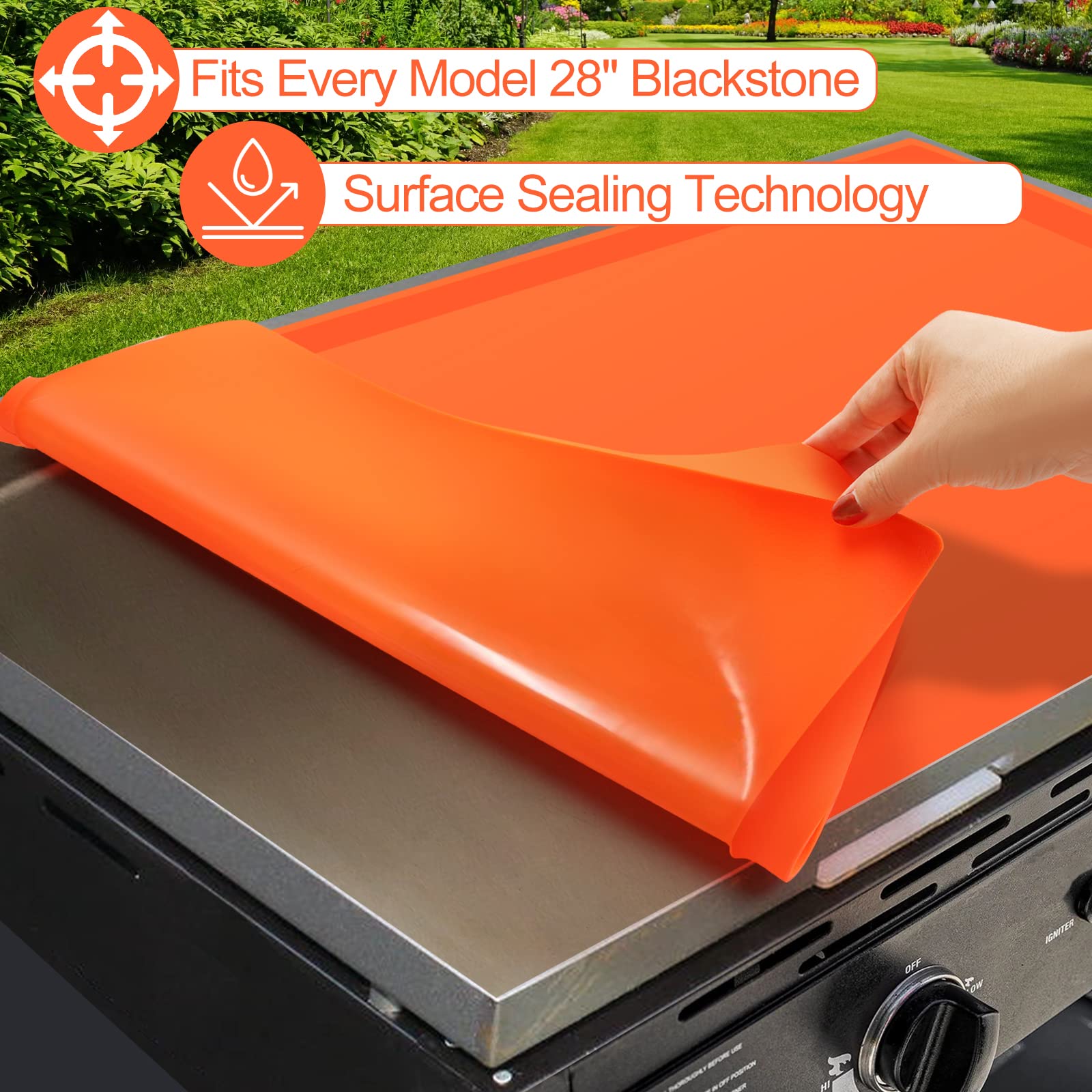MOFEEZ Heavy Duty Food Grade Silicone Griddle Mat for Blackstone 28 Inch Griddle - Protects from Rodents, Insects, Debris & Rust - Perfect for Outdoor Cooking, Camping & Backyard BBQs