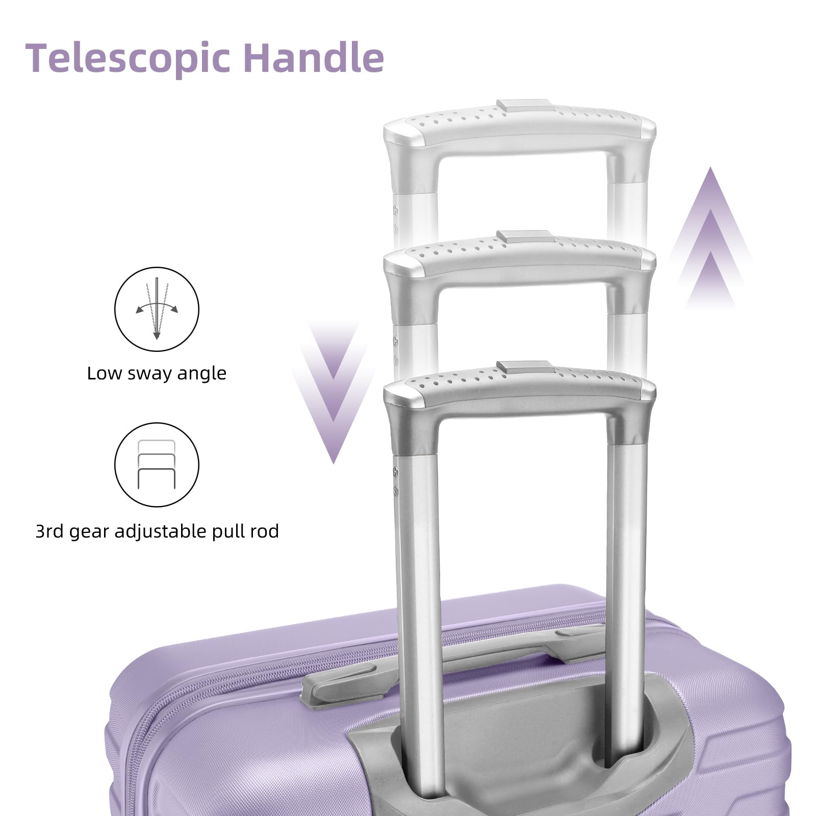 3-Piece Lavender Hardside Luggage Set - 20 Inch Airline Approved Carry-On Suitcase with Spinner Wheels & TSA Lock | Lightweight Rolling Luggage for Men & Women | Perfect for Business Travel, Family Vacations & Weekend Getaways