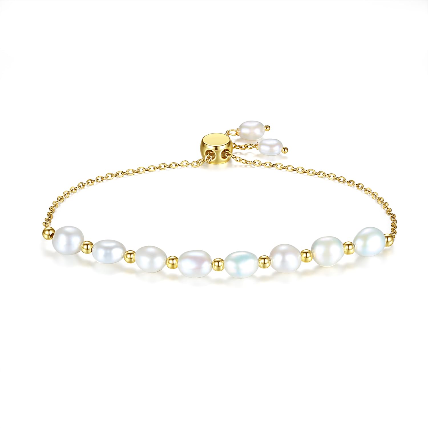 Elegant Baroque Pearl Stretch Bracelet for Women - Adjustable Oval Pearl Bangle Handmade Jewelry, Perfect for Weddings, Parties & Everyday Wear