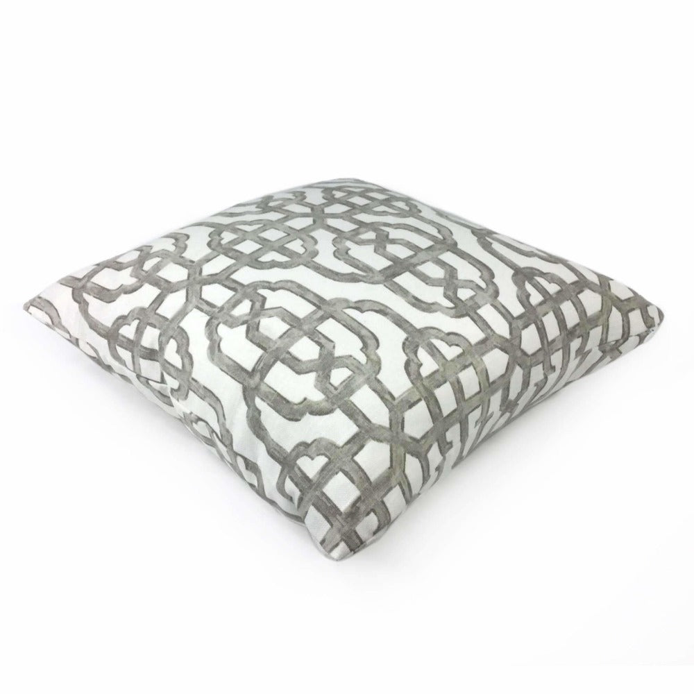 Imperial Trellis Bisque Taupe White Pillow Cover - Premium Lacefield Designs Fabric - Elegant Home Decor for Living Room, Bedroom & Sofa