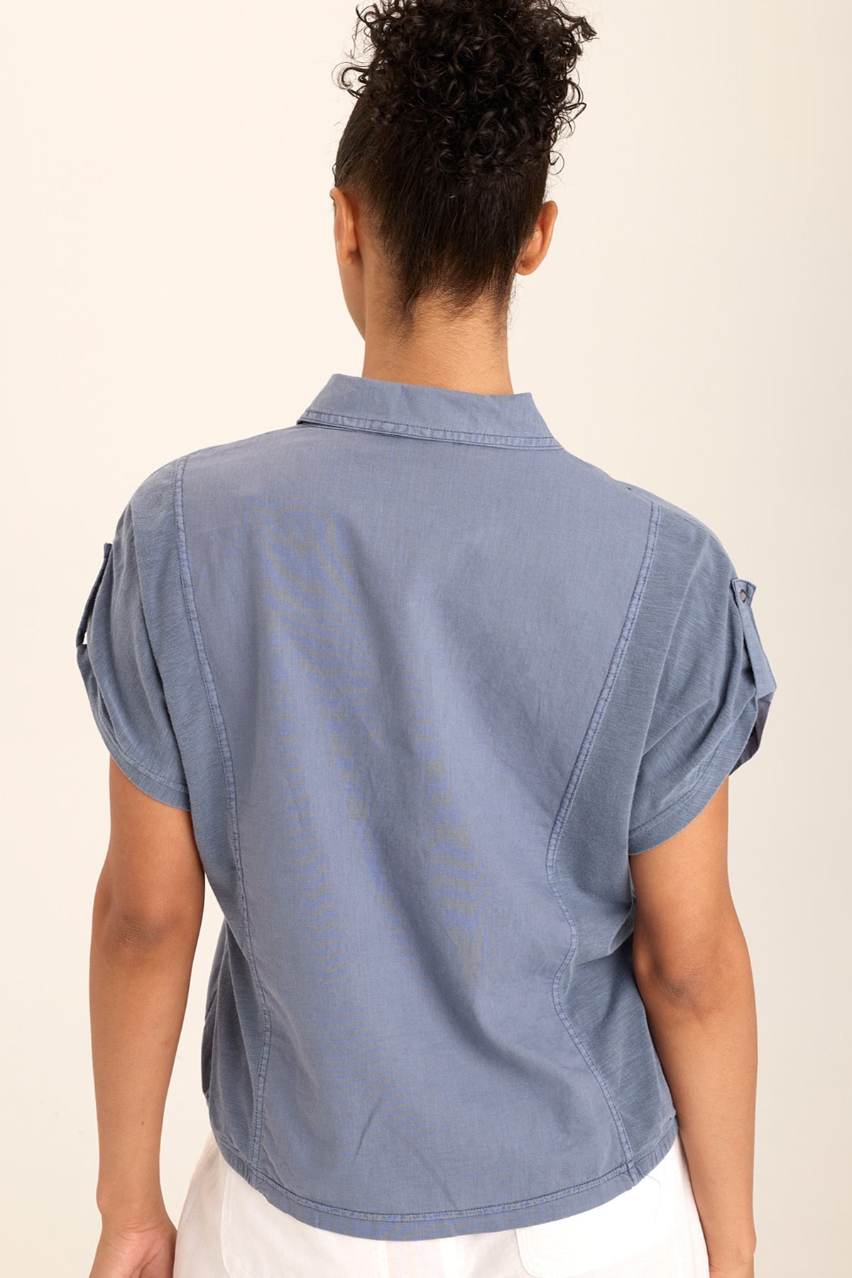 Abner Women's Linen & Jersey Button Up Shirt - Casual Long Sleeve Blouse for Work, Travel & Everyday Wear