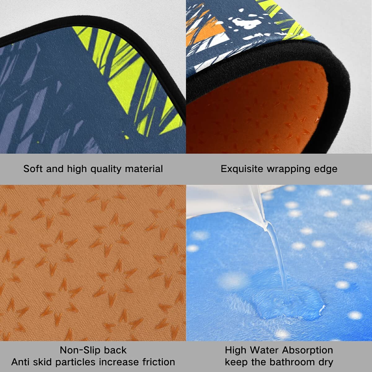Abstract Grunge Squares Non-Slip Washable Kitchen Rugs Set of 2 - Anti-Skid Floor Mats for Kitchen Sink, Laundry Room & Home Decor | Perfect for High-Traffic Areas, Pet-Friendly Homes & Modern Farmhouse Style