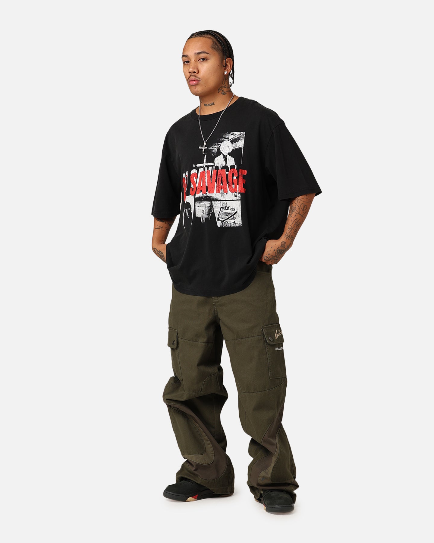 21 Savage American Dream T-Shirt - Washed Black Vintage Rap Tee for Men - Perfect for Concerts, Streetwear & Hip Hop Fashion