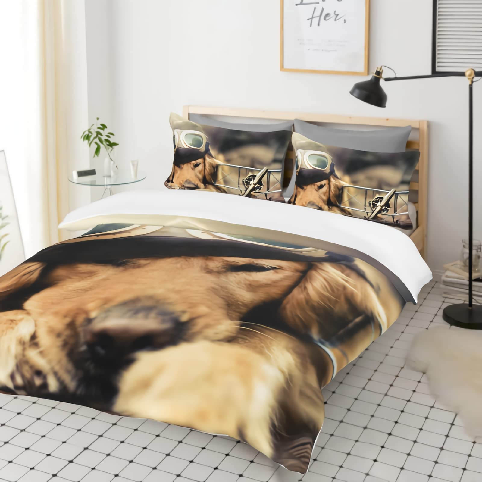 King Golden Retriever Duvet Cover Set - 3 Piece Pet Dog Themed Bedding with 2 Pillowcases | 100% Soft Microfiber Cartoon Dog Design | Perfect for Dog Lovers' Bedroom Decor & Gift Ideas