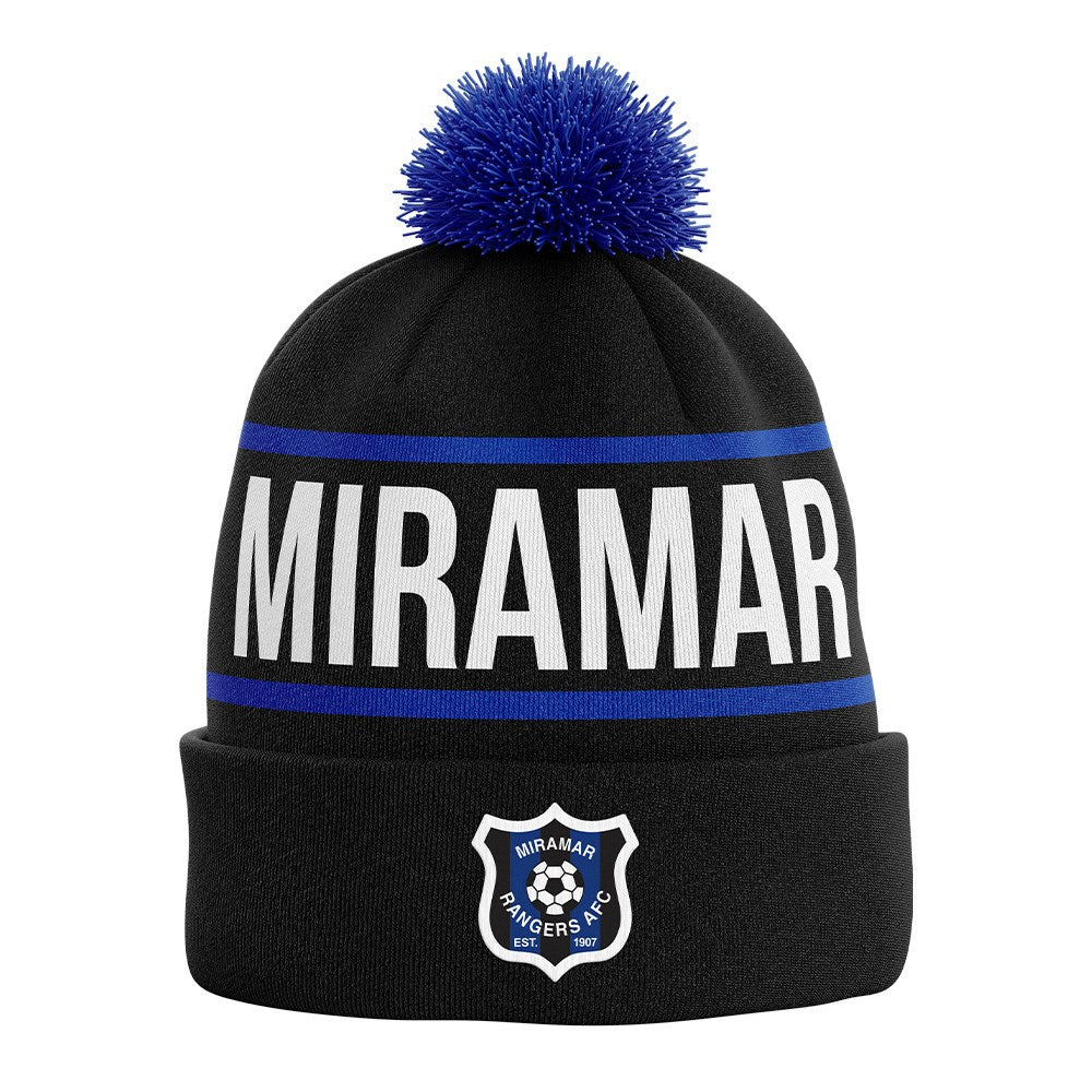 Miramar Rangers Club Bobble Hat - Winter Beanie for Men & Women - Soft Knit Cuffed Pom Pom Hat for Football Fans, Outdoor Sports & Casual Wear