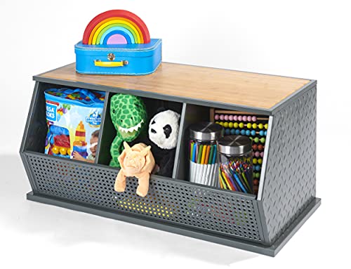 Wood Three Bin