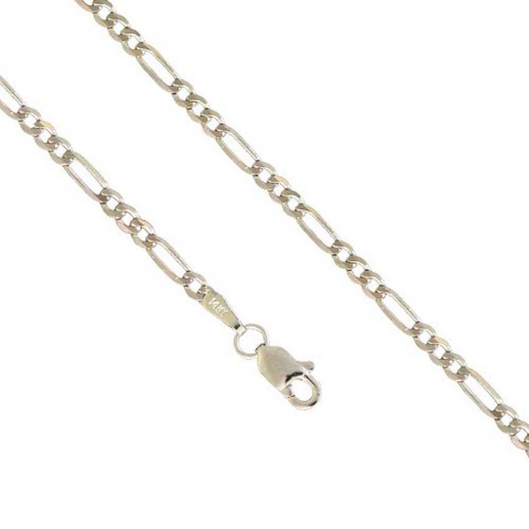 14K White Gold Figaro Chain Necklace for Men & Women - 2.0MM Link with Lobster Clasp - Elegant Jewelry Gift - 16-24 Inch Sizes - Perfect for Weddings, Anniversaries & Special Occasions