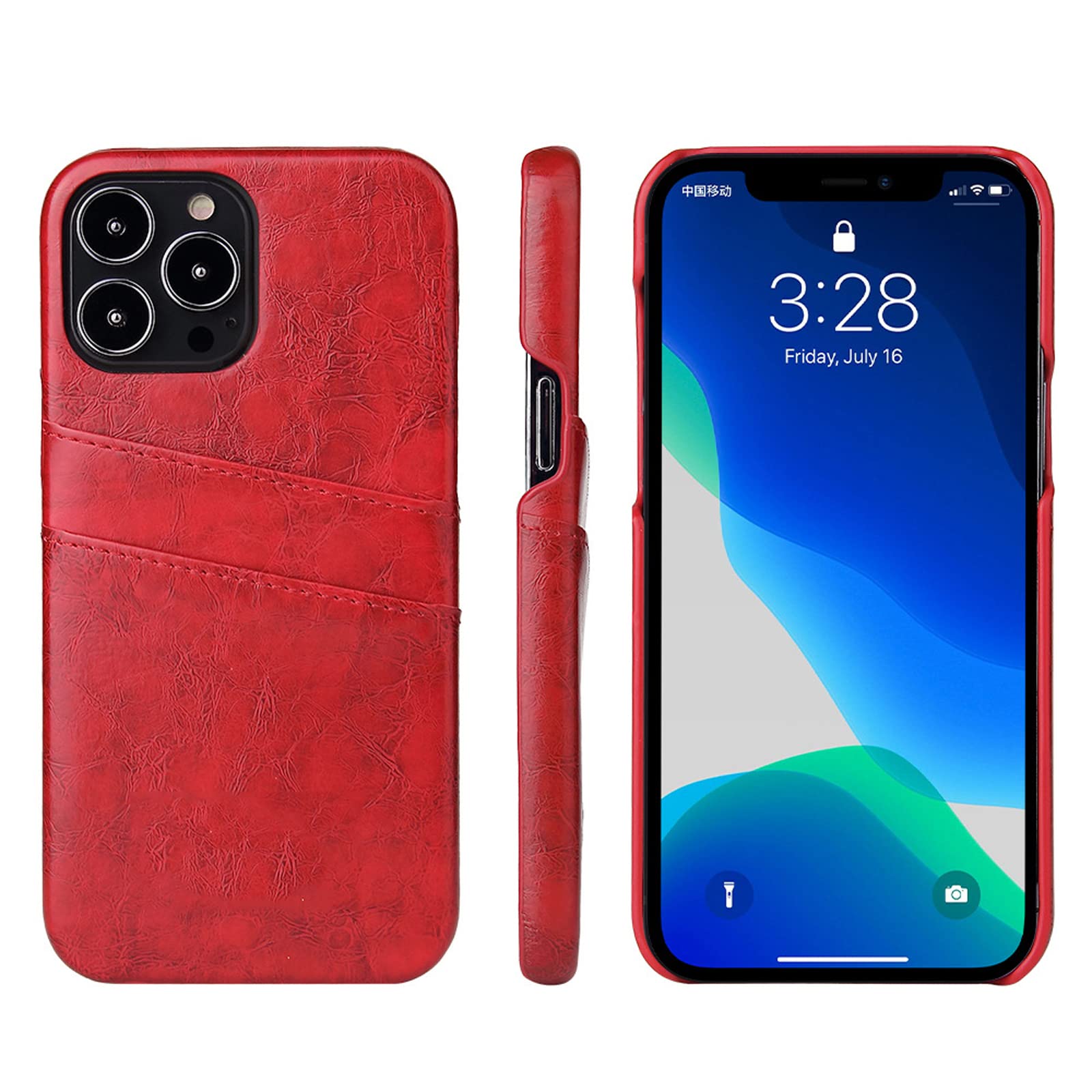 Premium Leather Wallet Case for iPhone 14/14 Plus/14 Pro/14 Pro Max - Slim Fit Shockproof Protective Cover with Card Slots (Red) - Perfect for Everyday Use, Travel & Business Meetings