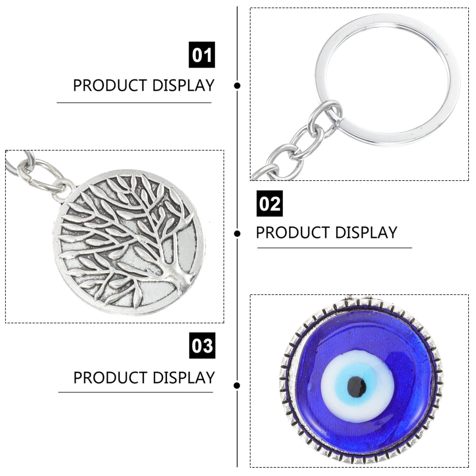 Evil Eye Keychain - Blue Amulet Pendant for Car & Home (2pcs)