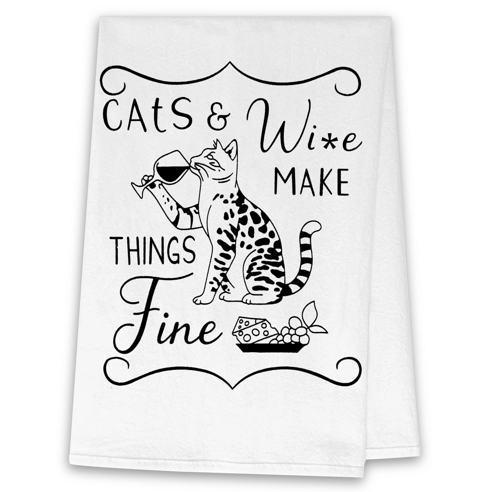 Funny Decorative Kitchen Towels Set - Absorbent Flour Sack Dish Towels & Tea Towels for Cooking, Cleaning - Perfect Housewarming Gift for Women, Hostess, New Home (White, 1pc) - Ideal for Kitchen Decor, Dish Drying & Hostess Gifting