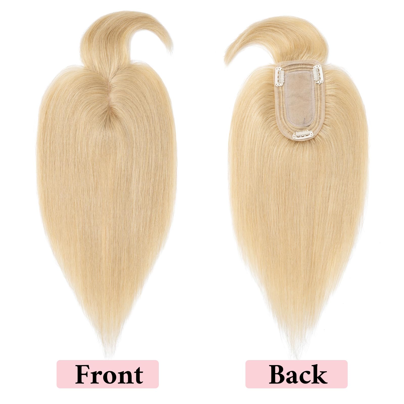 SEGO 100% Real Human Hair Toppers with Bangs - Silk Base 150% Density Clip-in Hairpiece (2.7”x5.1”) for Women with Thinning Hair & Hair Loss | Covers Gray Hair | Perfect for Daily Wear, Special Occasions & Hair Volume Enhancement