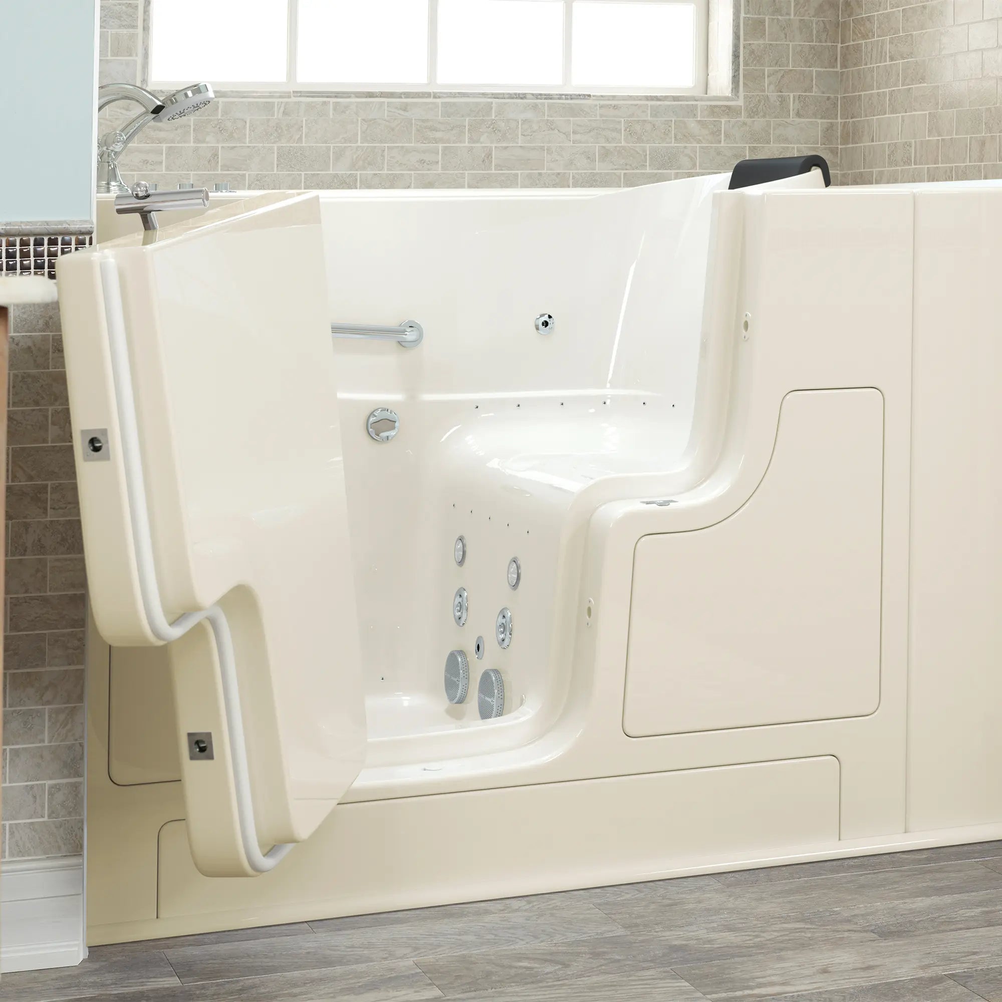 Premium 30 x 52 Inch Gelcoat Walk-In Bathtub with Air Spa & Whirlpool System - Left Hand Drain & Faucet - Ideal for Elderly & Mobility Assistance, Relaxation Therapy, and Spa-Like Bathing Experience at Home