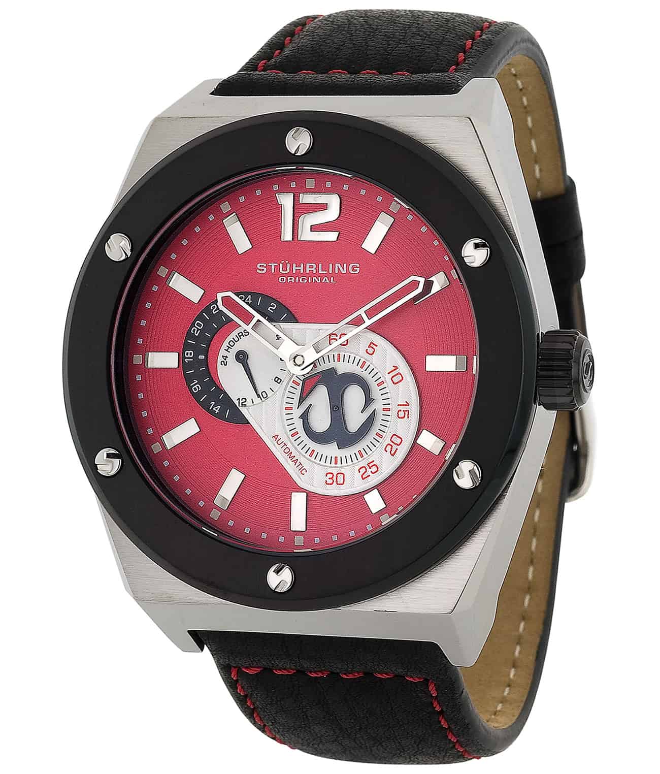 Black Dial / Silver Case / Black Leather Strap Tang Buckle