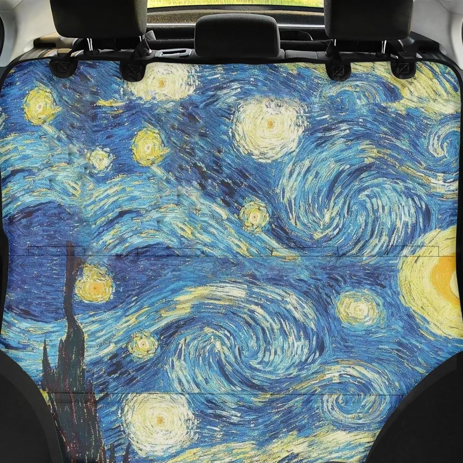 Starry Night Dog Seat Cover for Cars, Trucks & SUVs - Durable Nonslip Pet Back Seat Protector with Blue Sky Print | Perfect for Road Trips, Daily Commutes & Outdoor Adventures with Your Dog