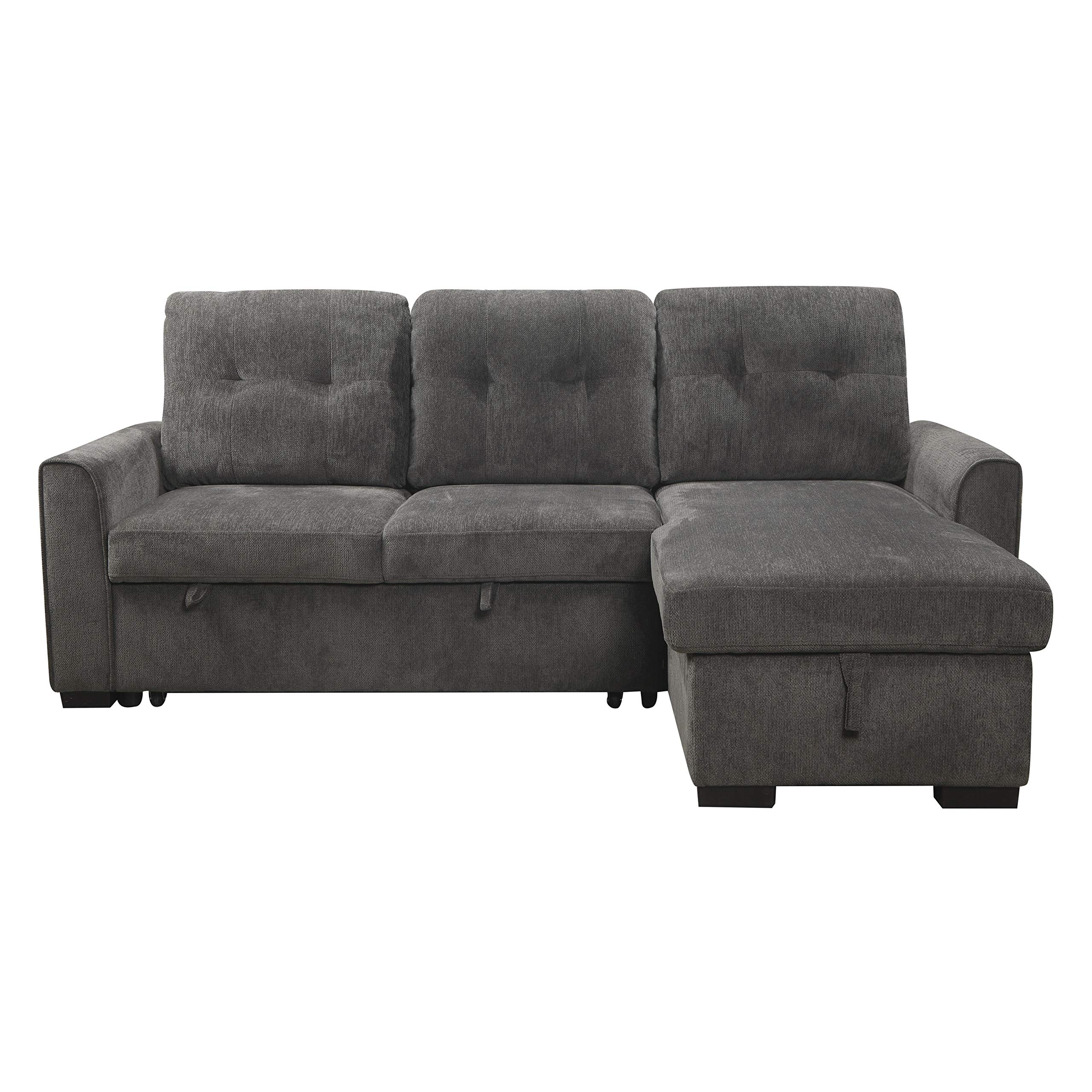 Lexicon L-Shaped Sectional Sofa Bed with Storage Chaise - Reversible Sleeper Couch for Living Room, Pull-Out Bed & Chaise Lounge - Perfect for Small Spaces, Guest Rooms & Apartment Living (Dark Gray)