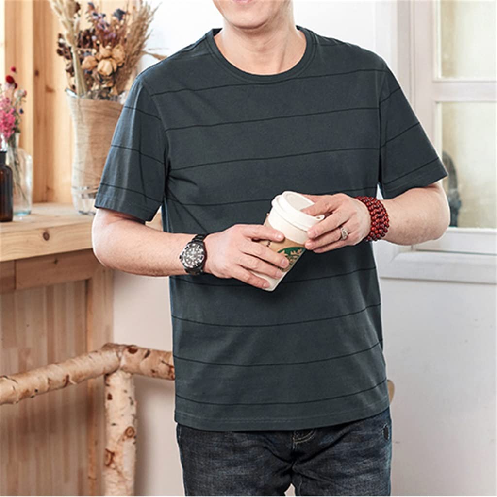 Men's Casual Short Sleeve T-Shirt - Comfortable Round Neck Cotton Top for Middle-Aged Men (Black, XL) - Perfect for Daily Wear, Gym & Outdoor Activities