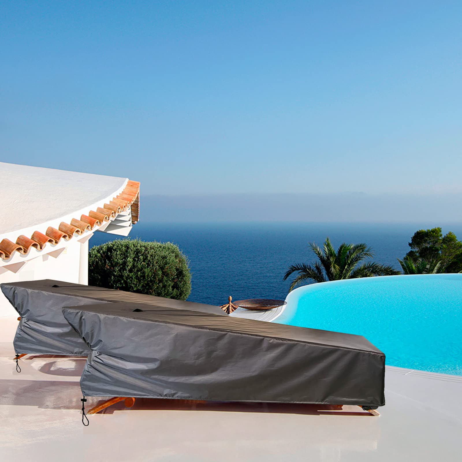 **Waterproof Chaise Lounge Cover 2-Pack - UV Resistant, Dust-Proof Outdoor Patio Furniture Covers (68